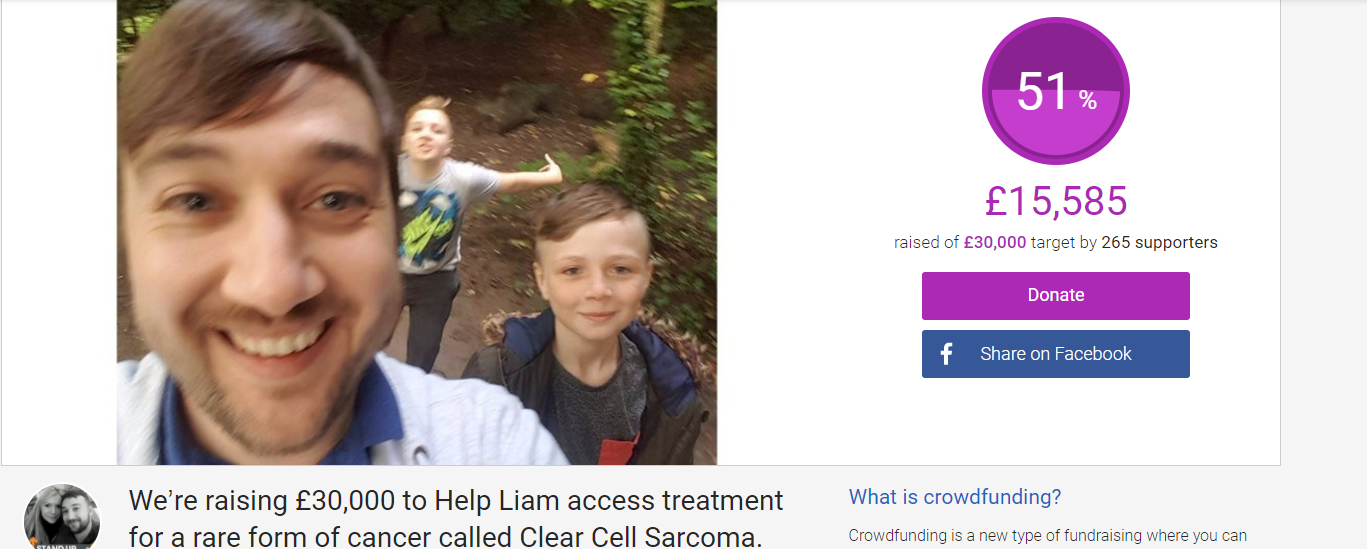  A fundraising page reached half the total needed for treatment