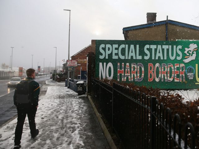 A Sinn Fein billboard calling for 'No Hard Border' on display in Belfast (Brian Lawless/PA)