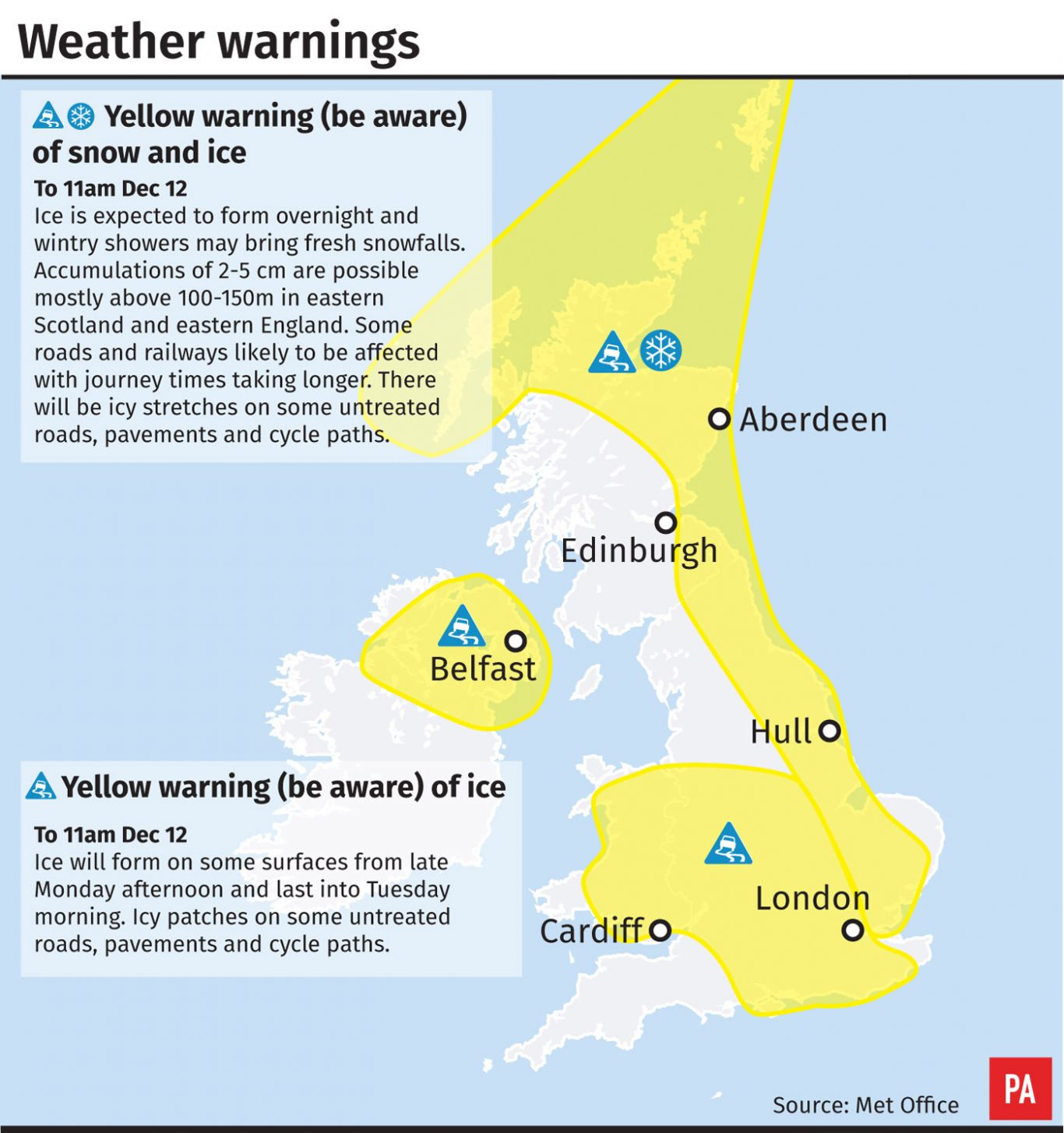 Weather warnings - snow and ice