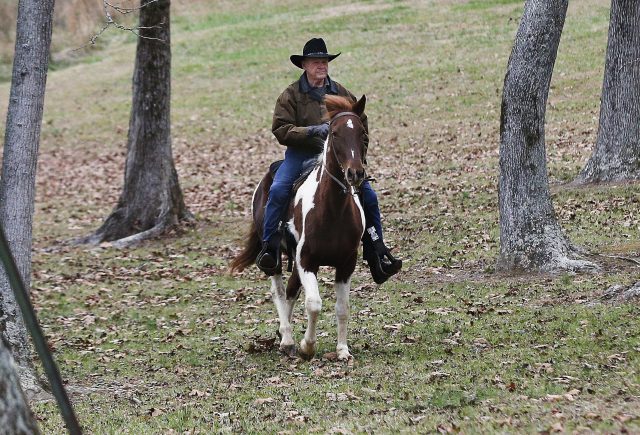 Roy Moore rides a horse to vote in Gallant, Alabama (Brynn Anderson/PA)