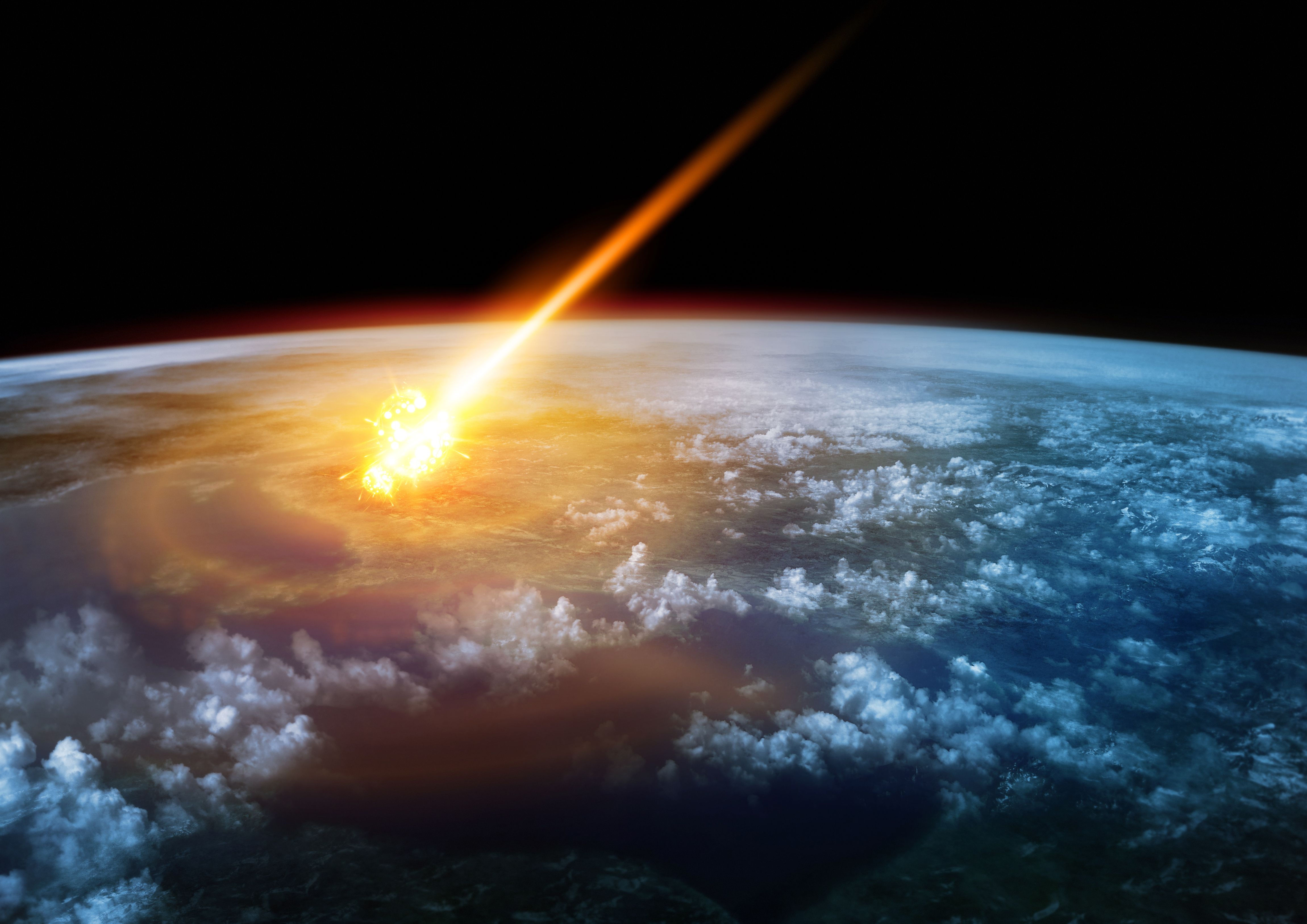 An artist's impression of a meteroid burning up in the atmosphere.