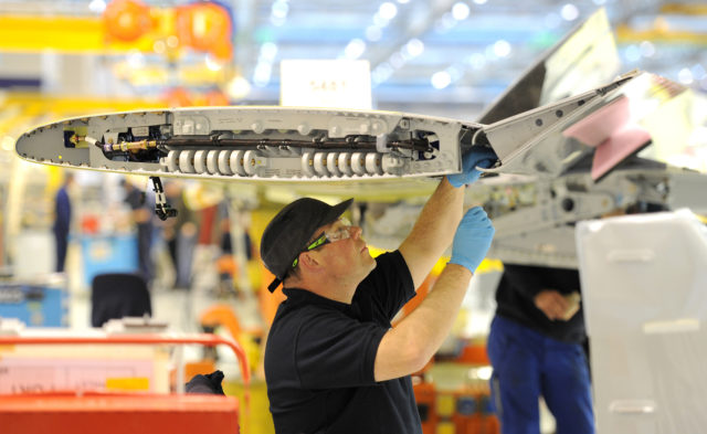 Airbus makes aircraft wings in Broughton, North Wales (Martin Rickett/PA)