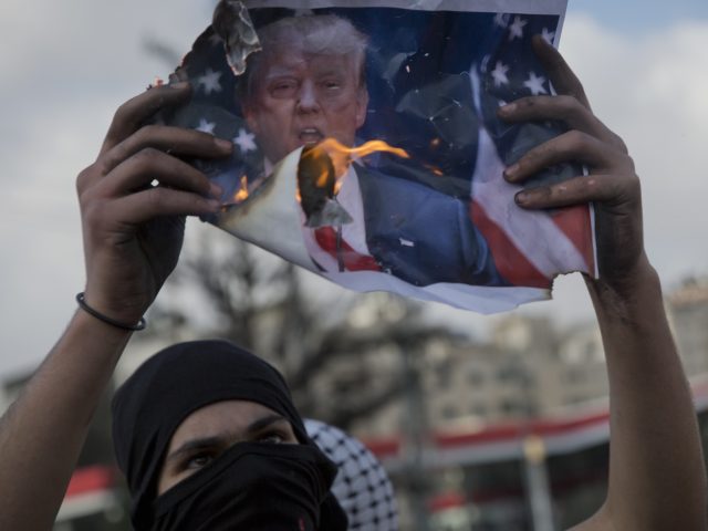 Protests in the West Bank city of Ramallah following Donald Trump's decision