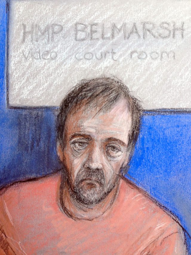 A court artist sketch of of Darren Osborne appearing via-videolink at an earlier hearing (Elizabeth Cook/PA)