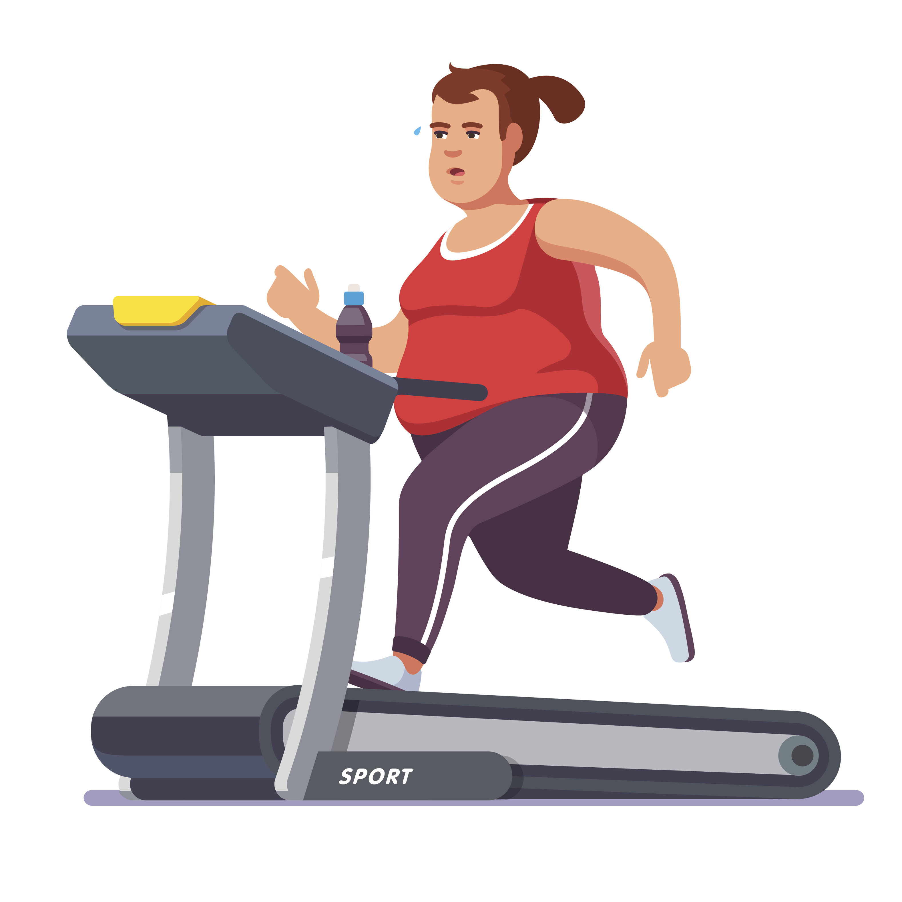 Cartoon of an obese young woman running on a treadmill (Thinkstock/PA) 