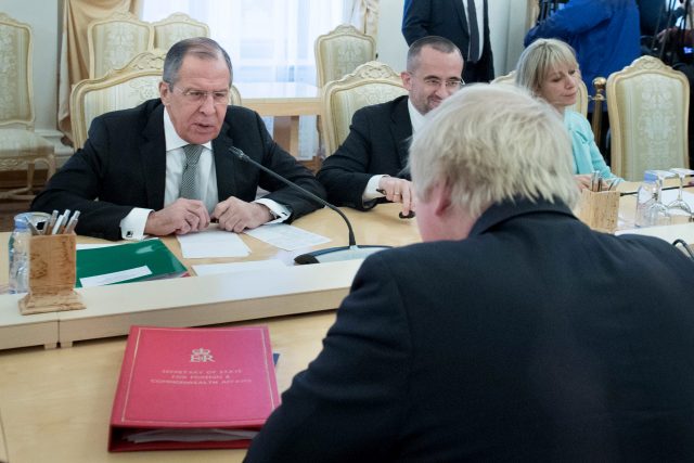 Sergei Lavrov during talks with Boris Johnson (Stefan Rousseau/PA)