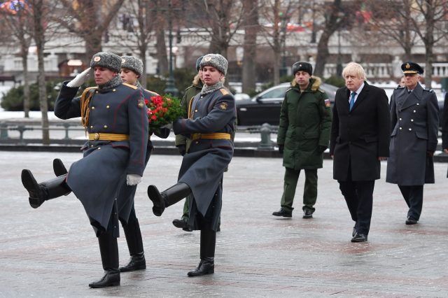 Mr Johnson during a wreath-laying ceremony at the Tomb of the Unknown Soldier (Stefan Rousseau/PA)