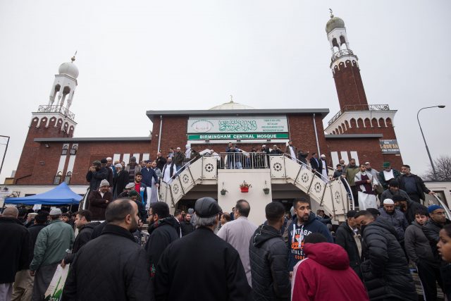 Mourners at Birmingham Central Mosque