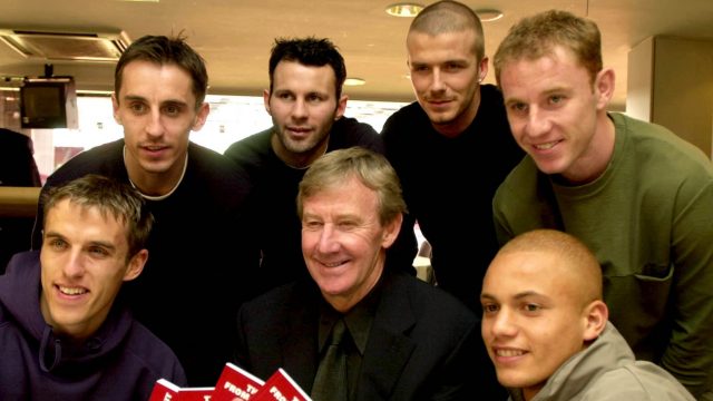 Eric Harrison with some of the members of Manchester United's 'Class of 92'