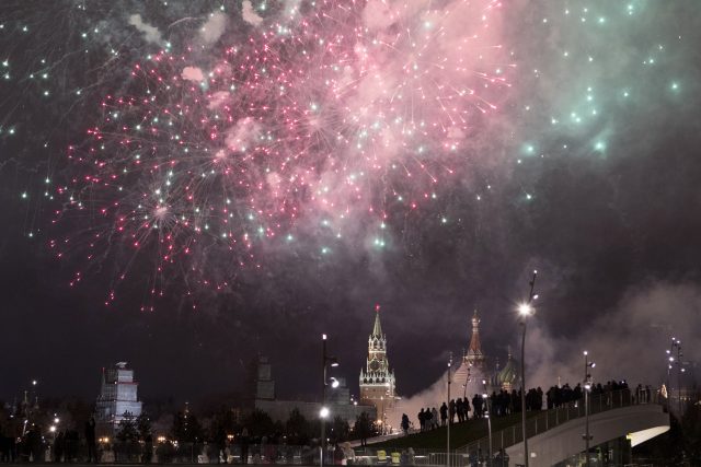 Fireworks explode over the Kremlin (Denis Tyrin/AP)