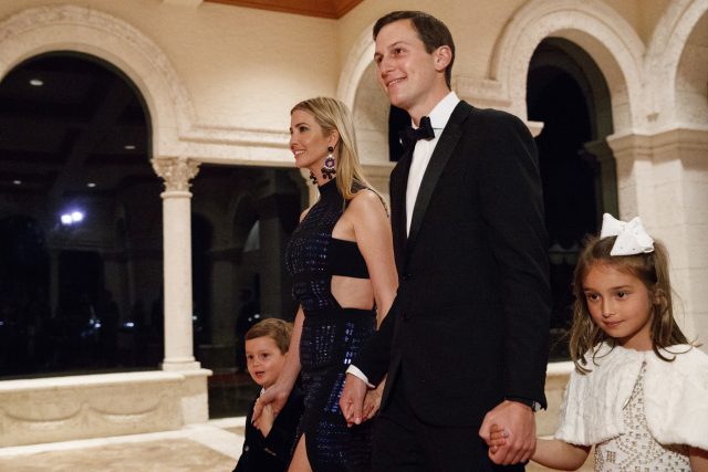 Jared Kushner and Ivanka Trump arrive with daughter Arabella Kushner and son Joseph (Evan Vucci/AP)