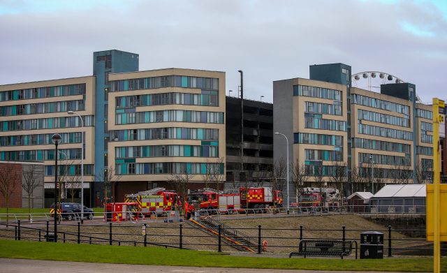 Fire crews at the multi storey car park (Peter Byrne/PA)