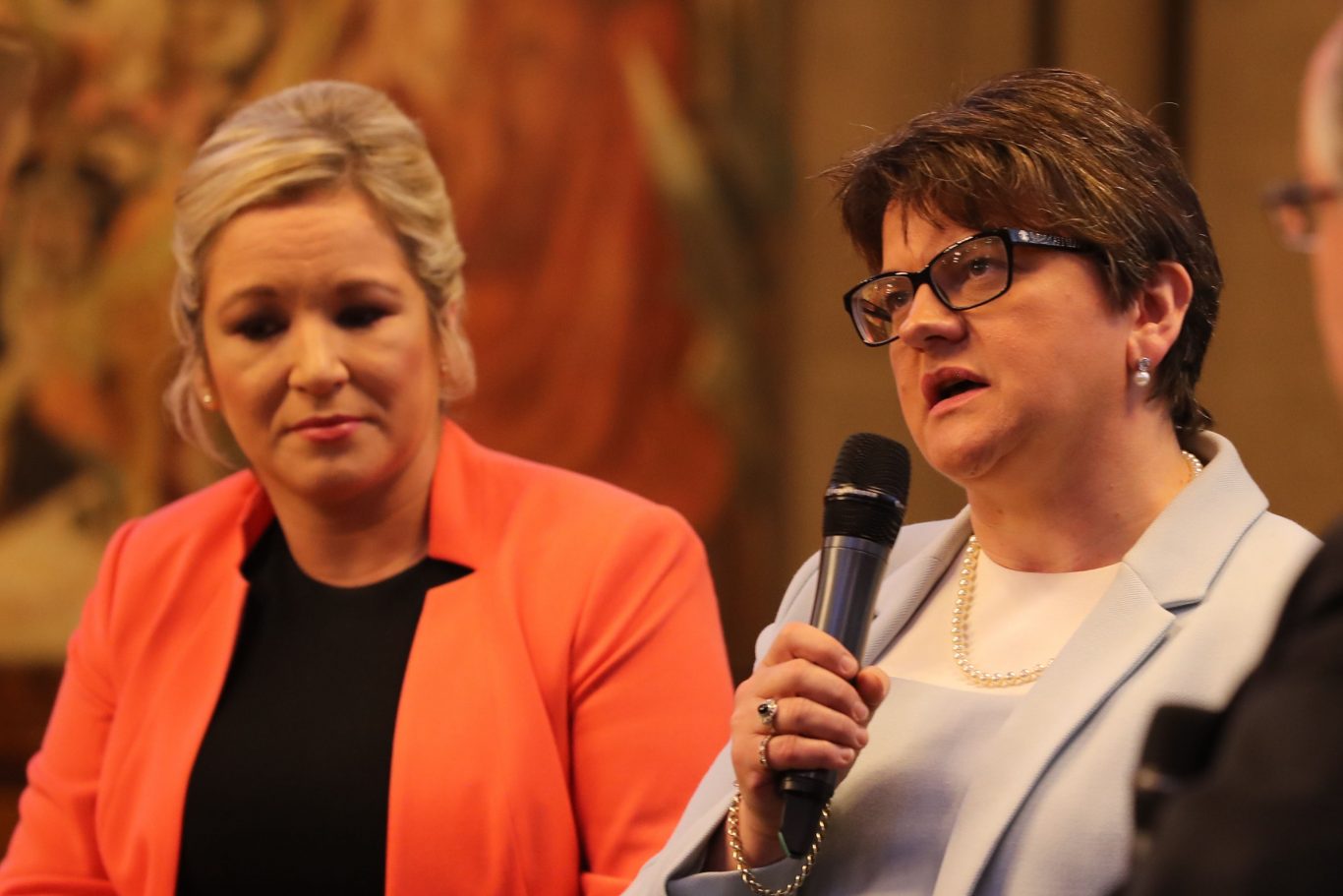 DUP leader Arlene Foster and Sinn Fein's Northern Ireland leader Michelle O'Neill (Owen Humphreys/PA)