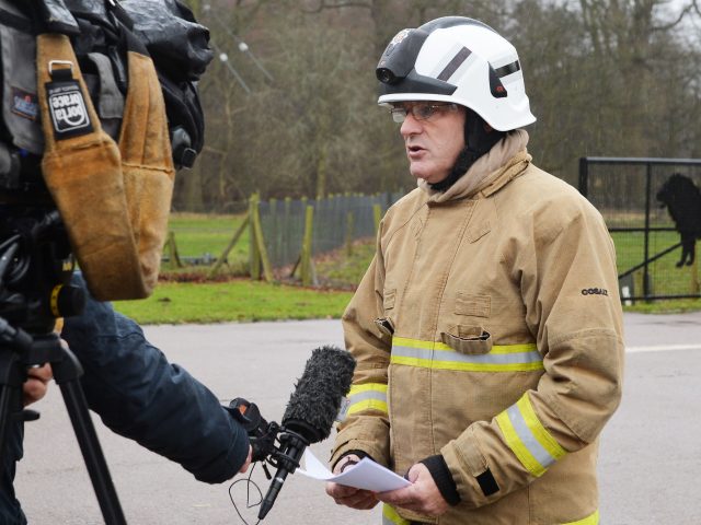 Fire Station Commander Paul Goddard updates the media