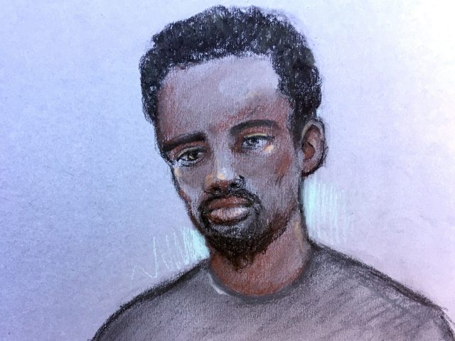 Court artist sketch of Kasim Lewis at Westminster Magistrates' Court 