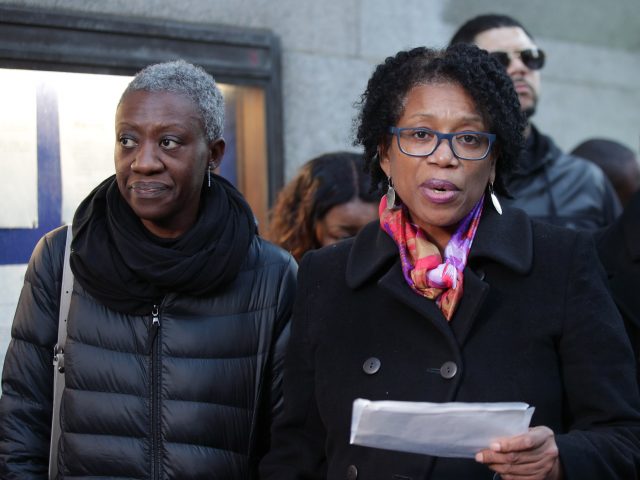 Valerie Archibold (left) and Lorraine Jones (right), the sisters of Angela Best, speak to the media (Yui Mok/PA)