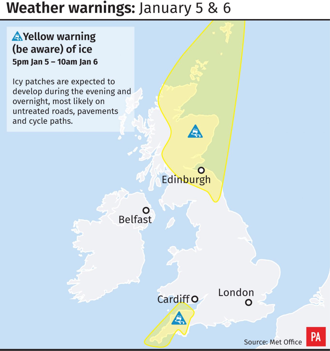 Weather warnings January 5 and 6