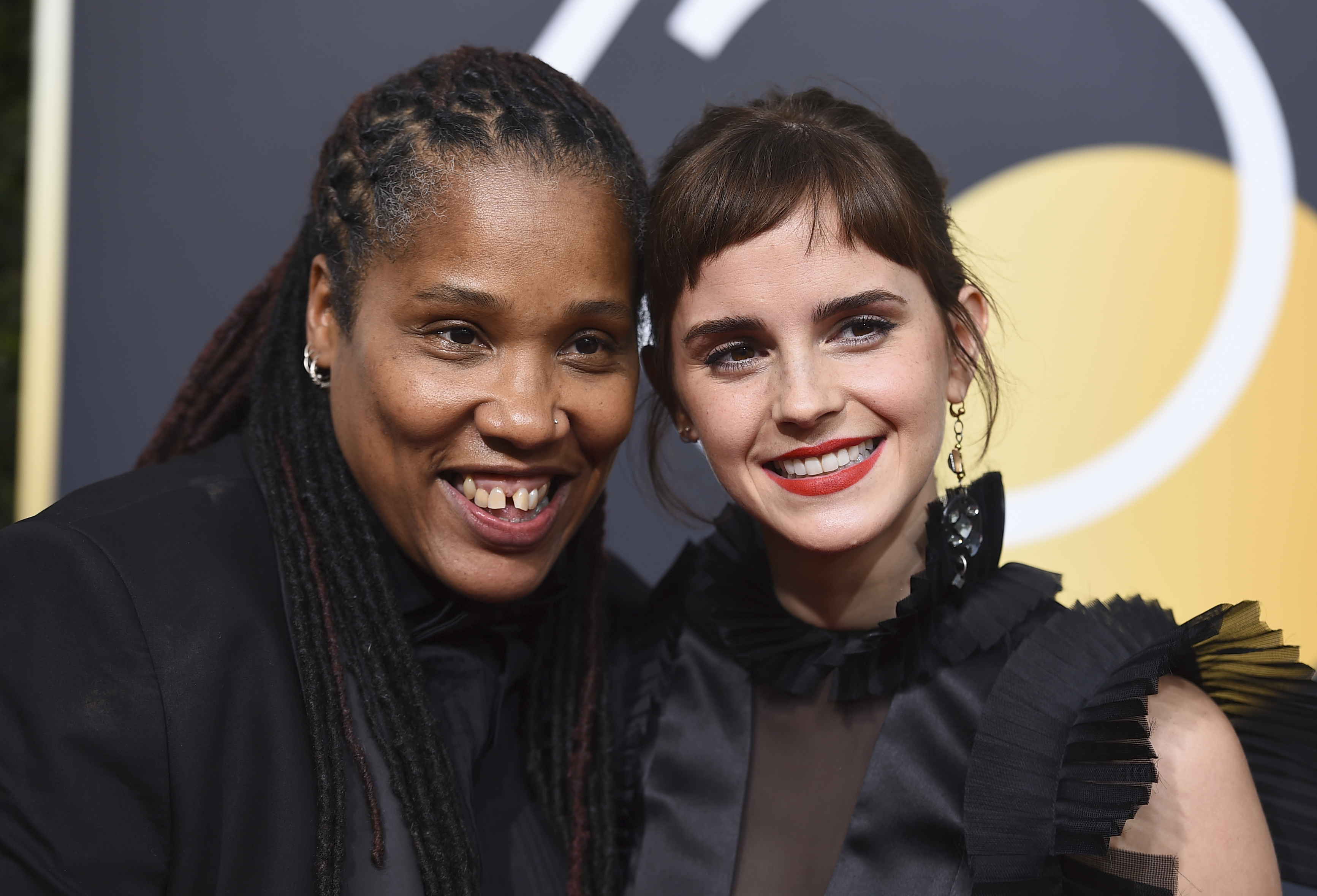 Marai Larasi, left, and Emma Watson (Jordan Strauss/Invision/AP)