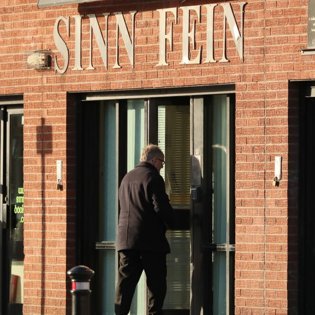Barry McElduff arrives at Sinn Fein's headquarters in Belfast 