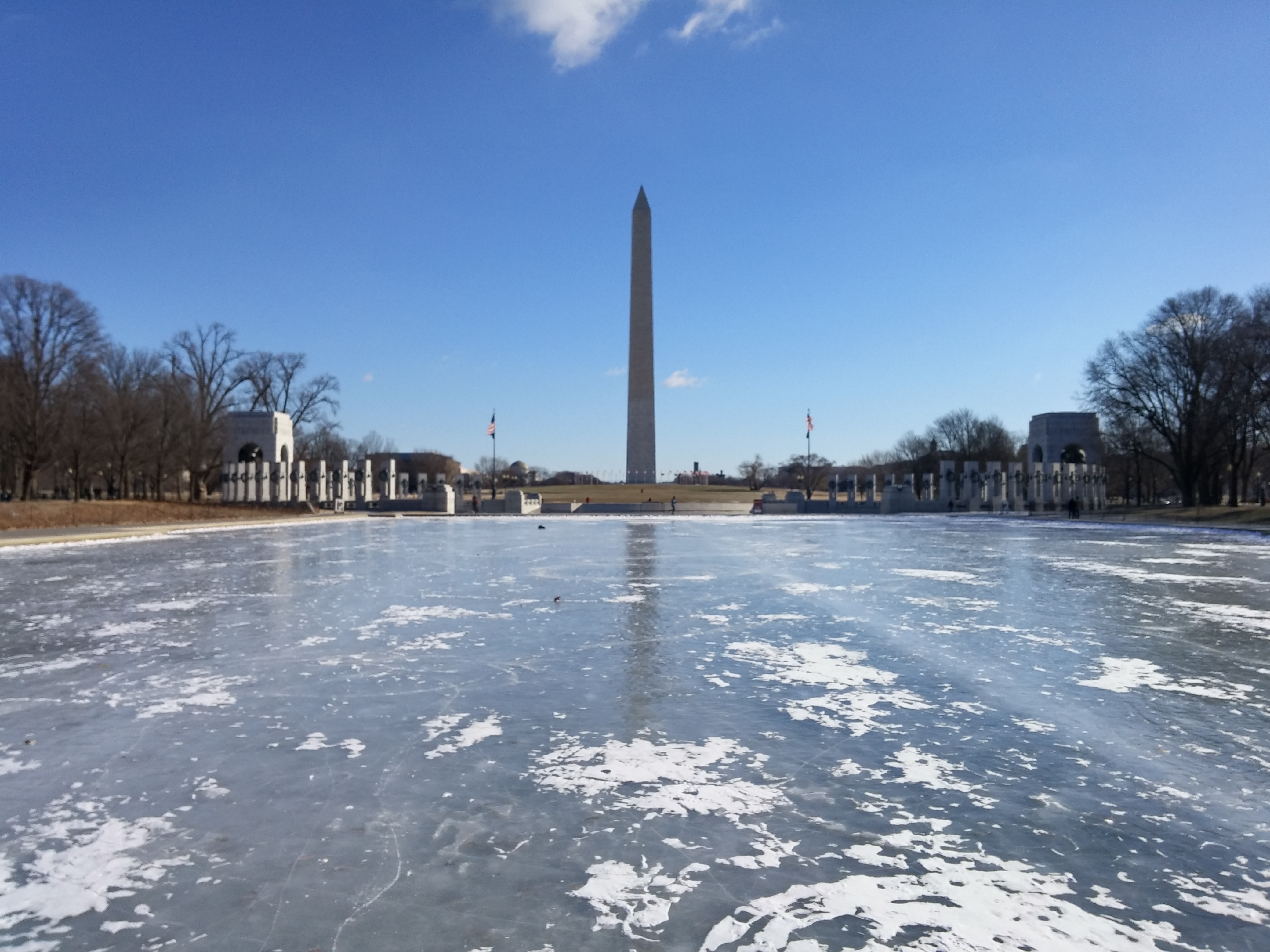 The frozen Lincoln Memorial Reflecting Pool