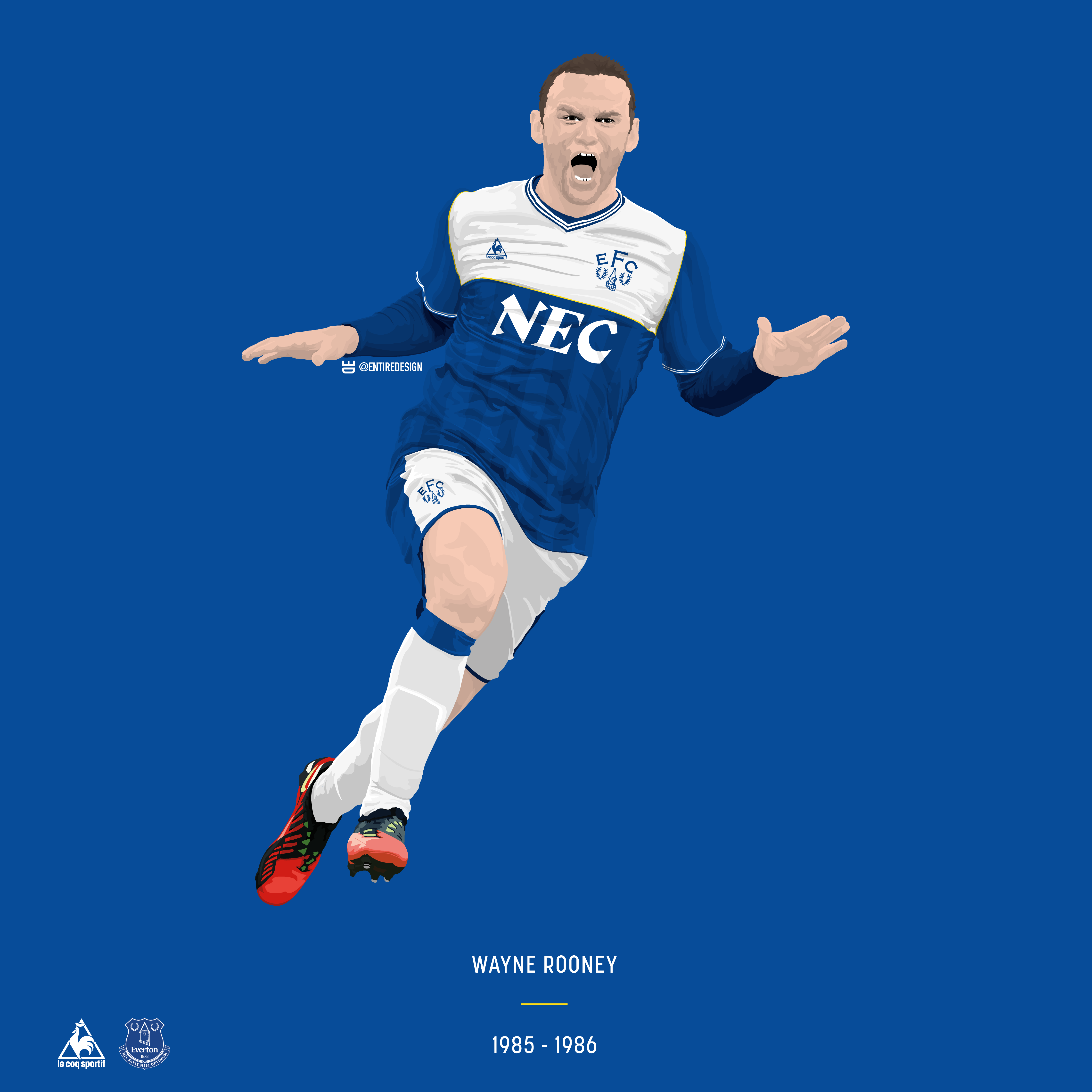 Everton's Wayne Rooney in a retro kit