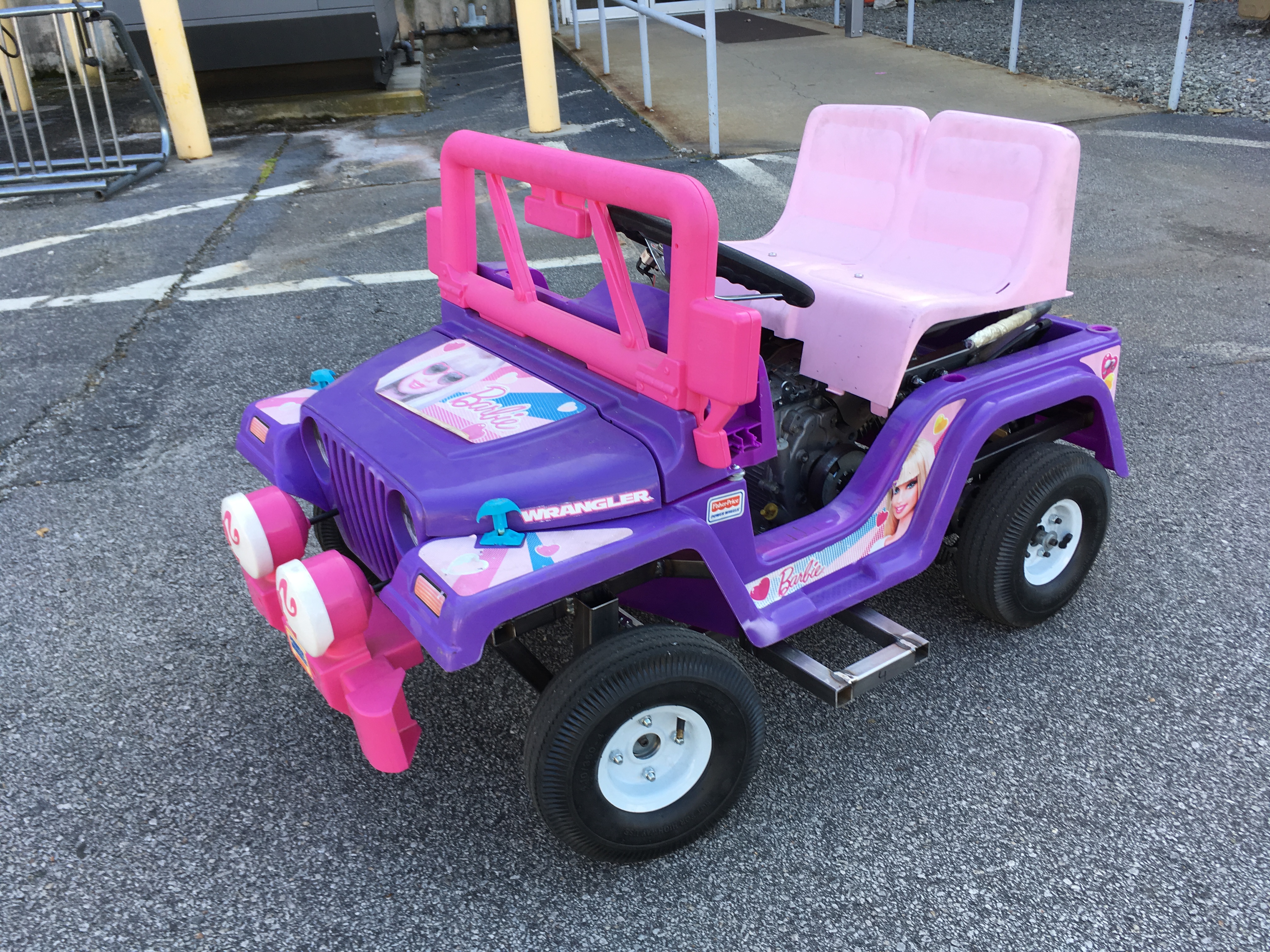 pink and purple barbie jeep