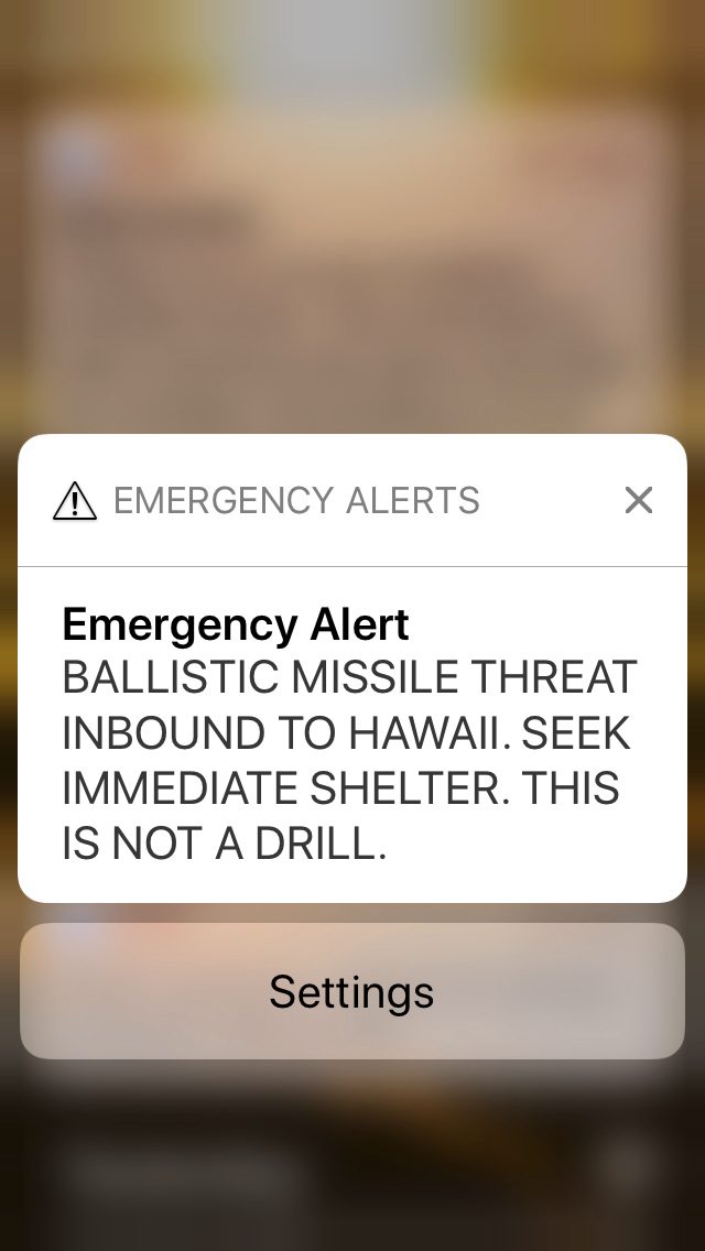 The false incoming ballistic missile emergency alert (Caleb Jones/AP)