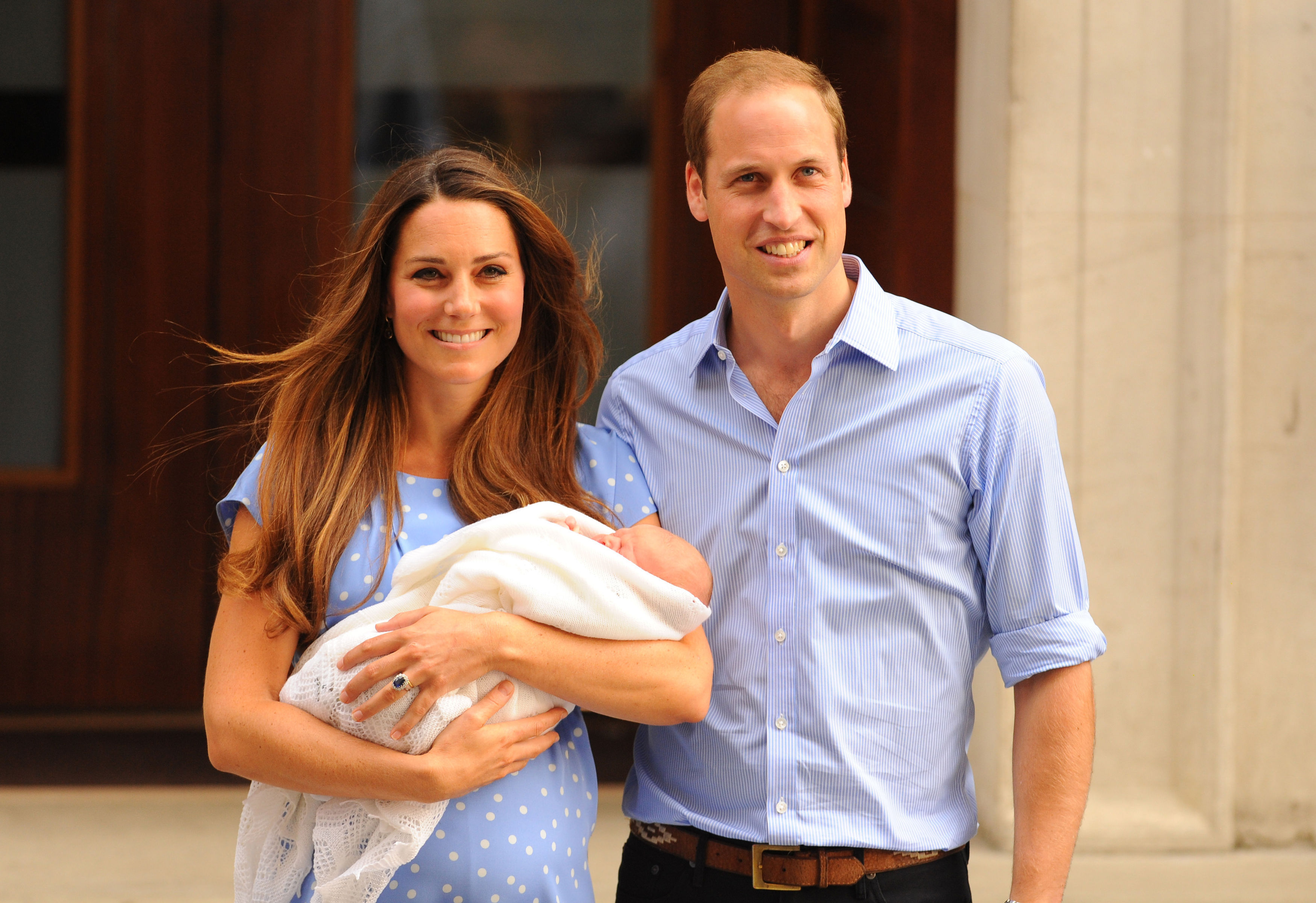 William and Kate introducing George to the world (Dominc Lipinski/PA)