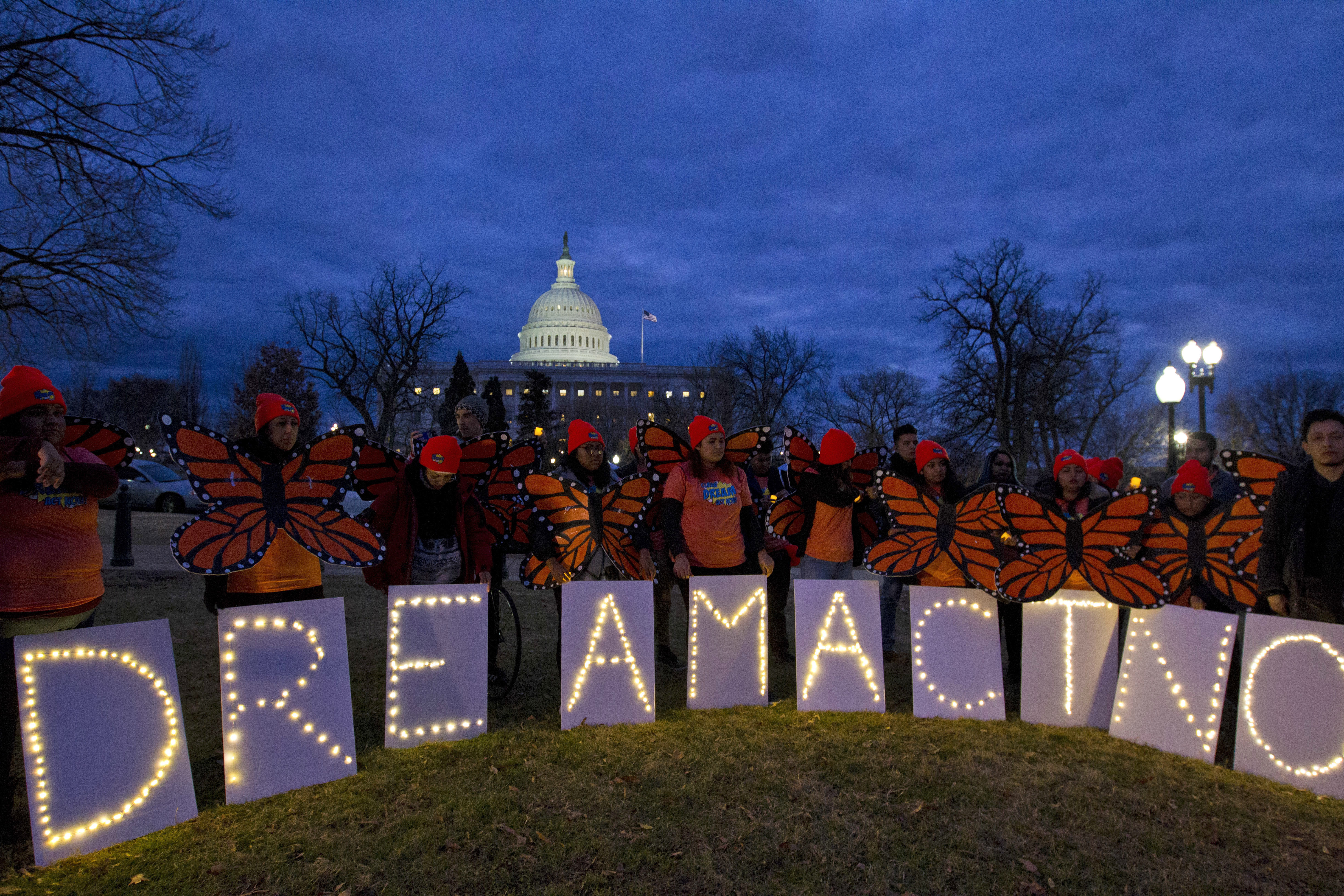 Protesters rally in support of Dreamers, the immigrants who were brought over to the US as children (Jose Luis Magana/AP)