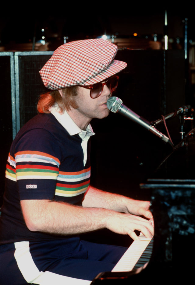 Elton John at Shepperton Studios during rehearsals for his charity concert at the Empire Pool in Wembley (PA)