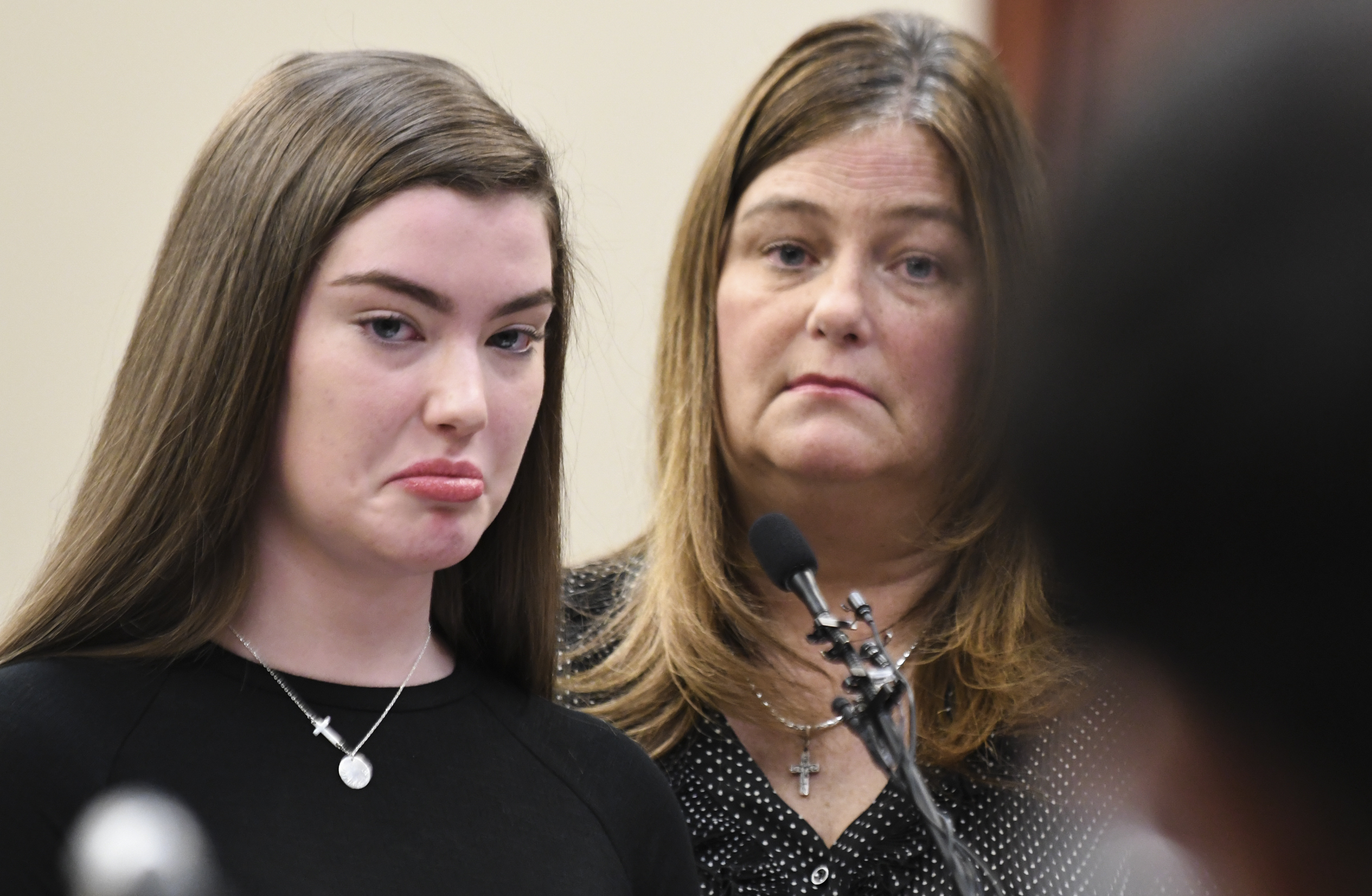 Emma Ann Miller giving her victim impact statement (Matthew Dae Smith/Lansing State Journal via AP)