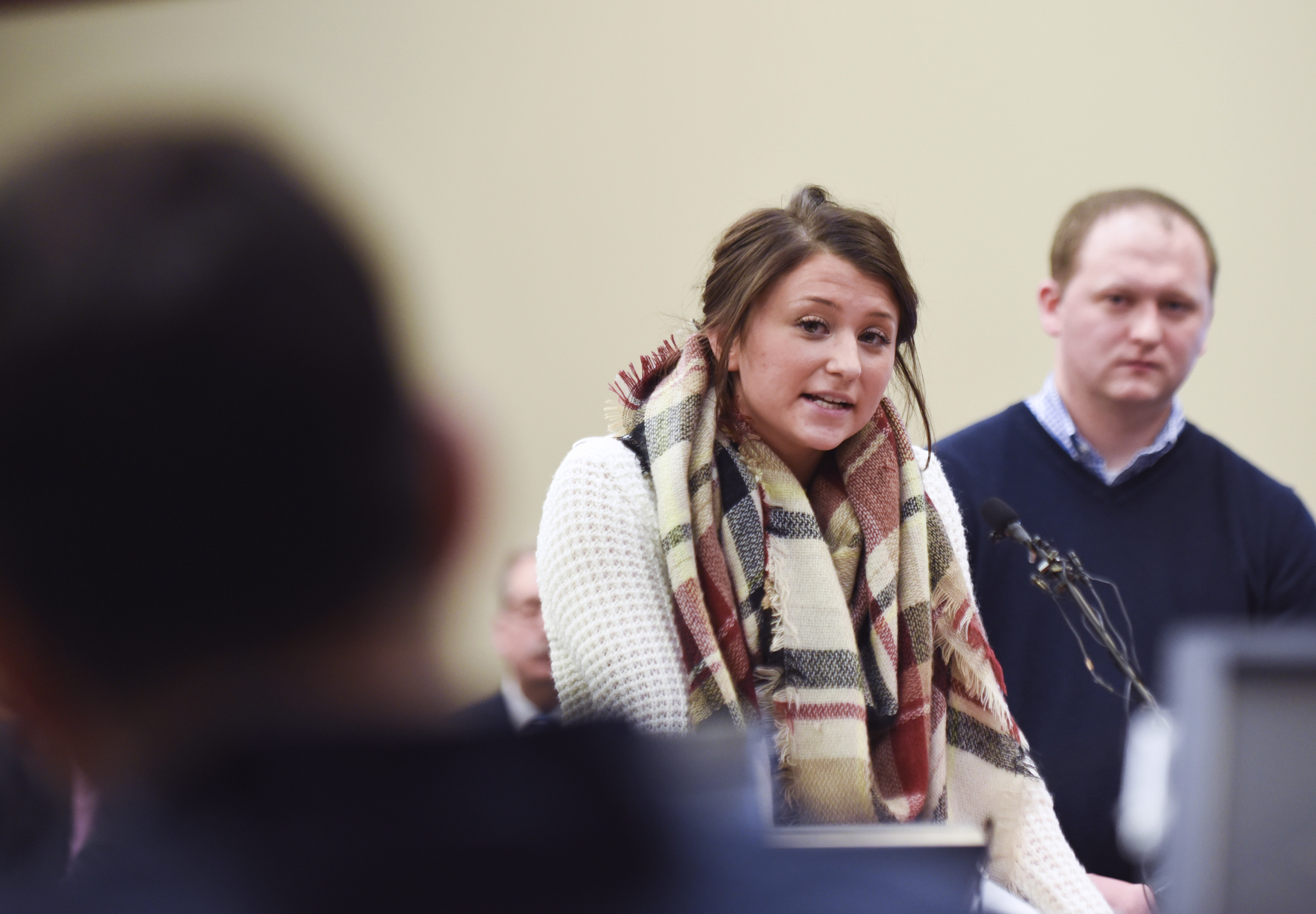 Lindsey Lemke addresses Larry Nassar in court (Matthew Dae Smith/Lansing State Journal via AP)