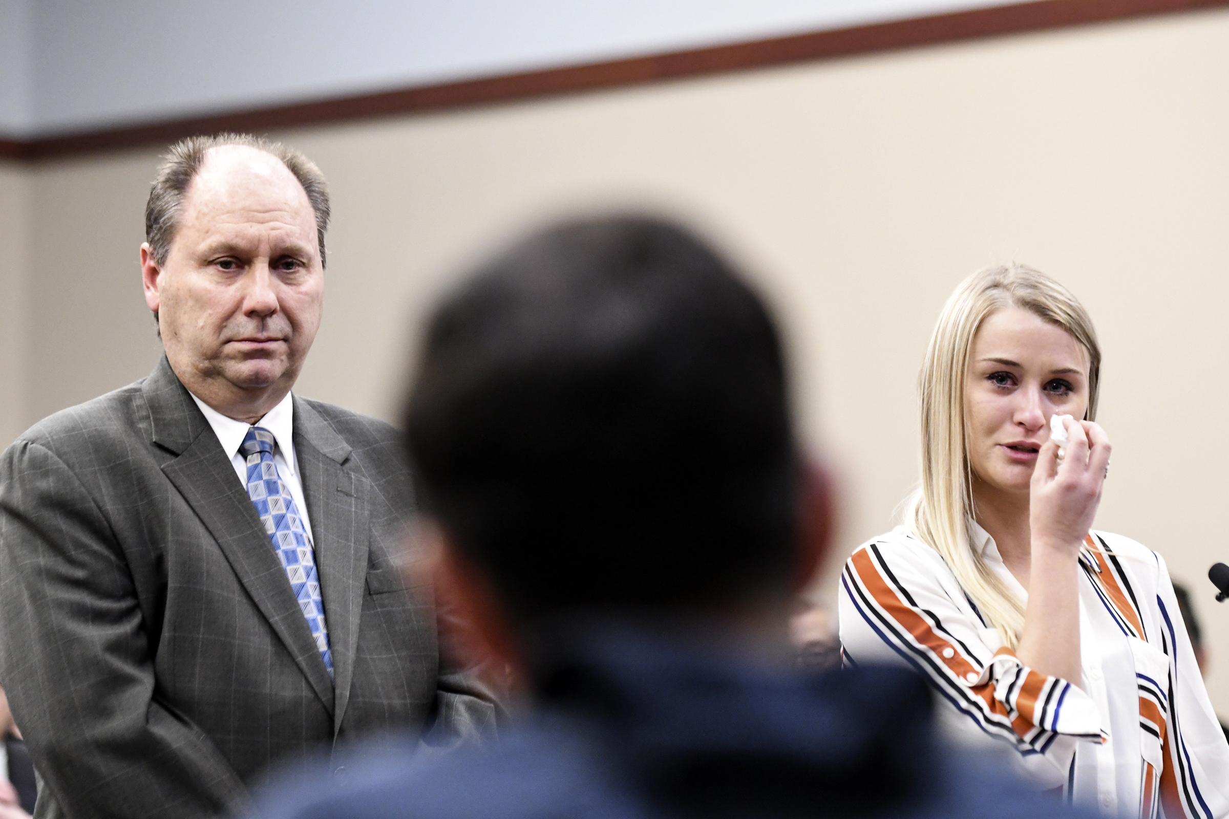 Christine Harrison addresses Larry Nassar during her victim impact statement (Matthew Dae Smith/Lansing State Journal via AP)