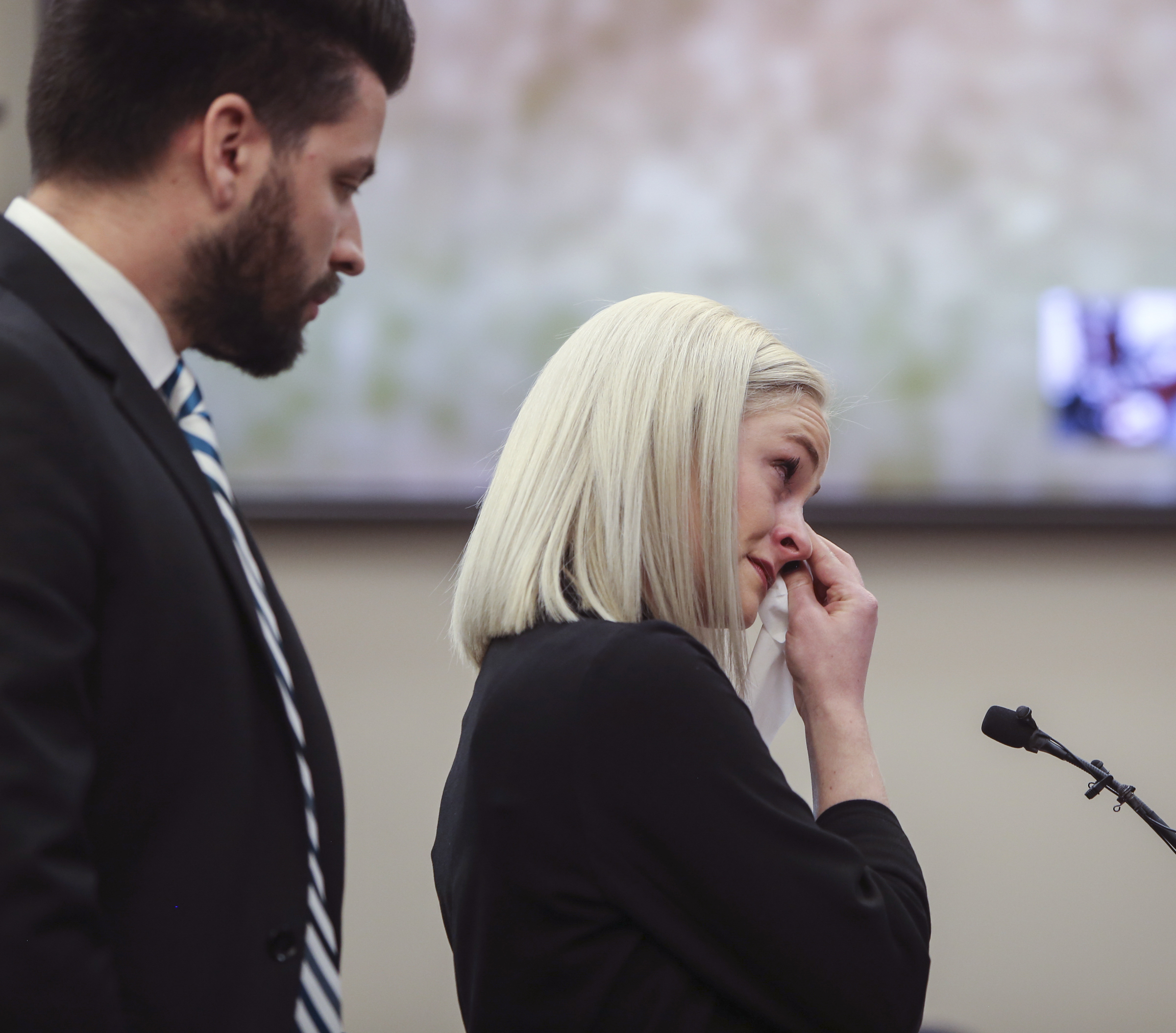 Olivia Cowan gives her victim impact statement (Matthew Dae Smith/Lansing State Journal via AP)