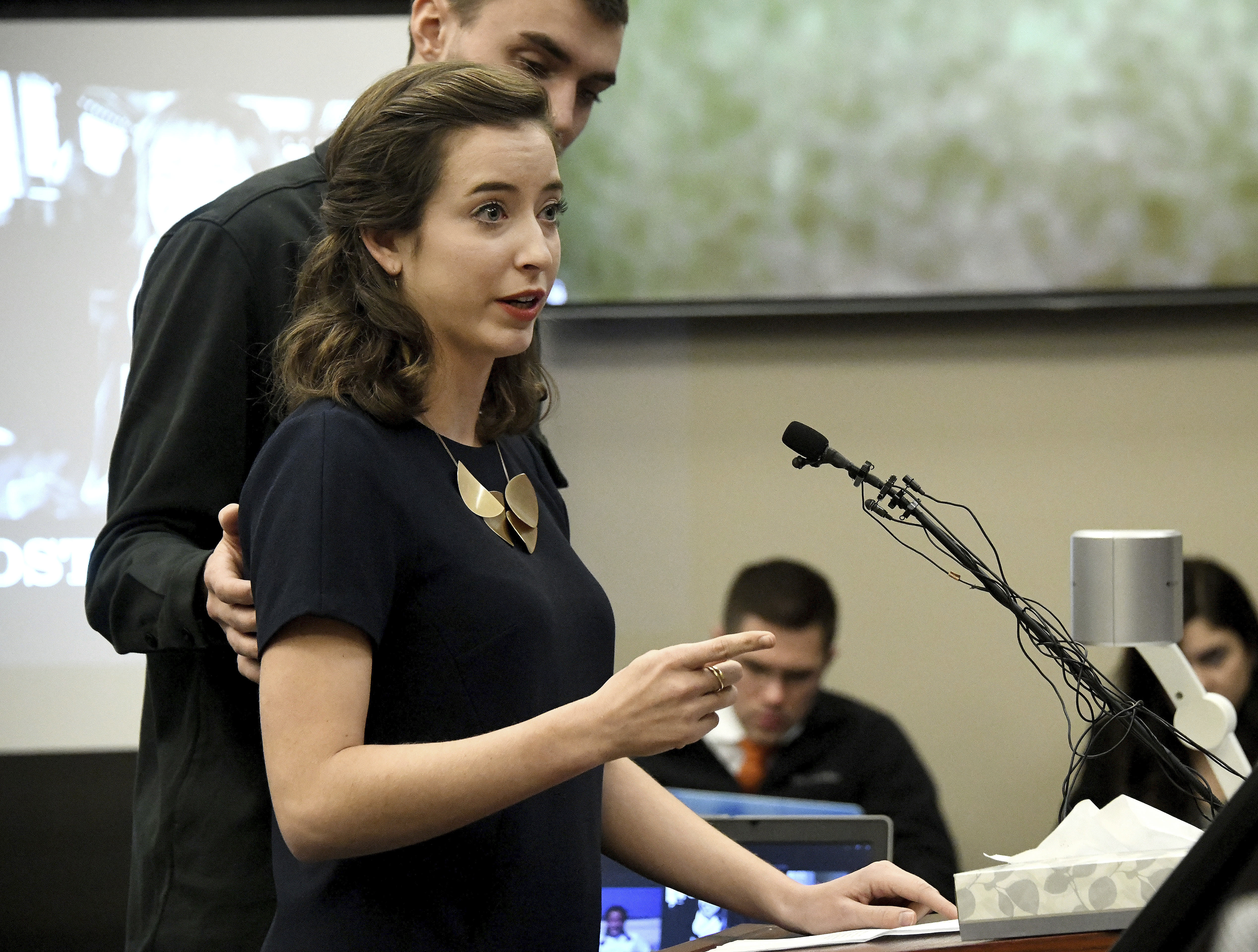 Melody Posthuma VanderVeen gives her victim impact statement (Dale G Young/Detroit News via AP)