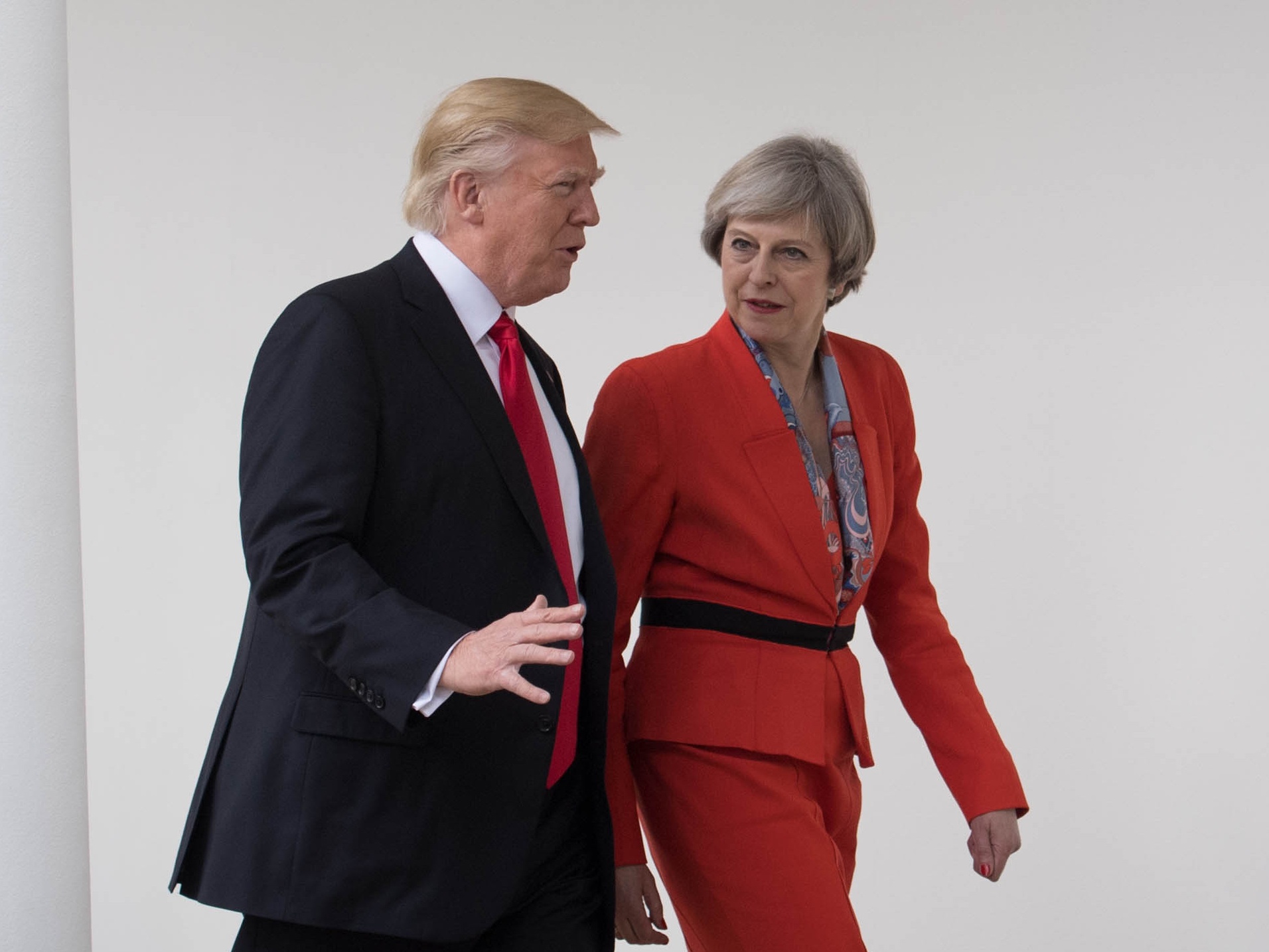 Hands were briefly held when Theresa May became the first foreign leader to visit the newly-installed President Donald Trump (Stefan Rousseau/PA)