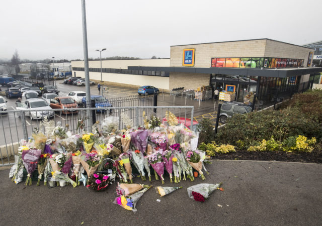 Floral tributes outside the Aldi supermarketwhere Jodie Willsher died (Danny Lawson/PA)