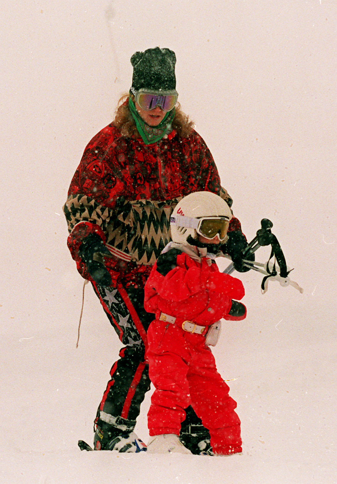 The Duchess of York skiing with her daughter Eugenie in the Swiss resort of Klosters.in 1995 (Martin Keene/PA)