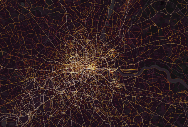 London viewed on Strava's heatmap (Screenshot)