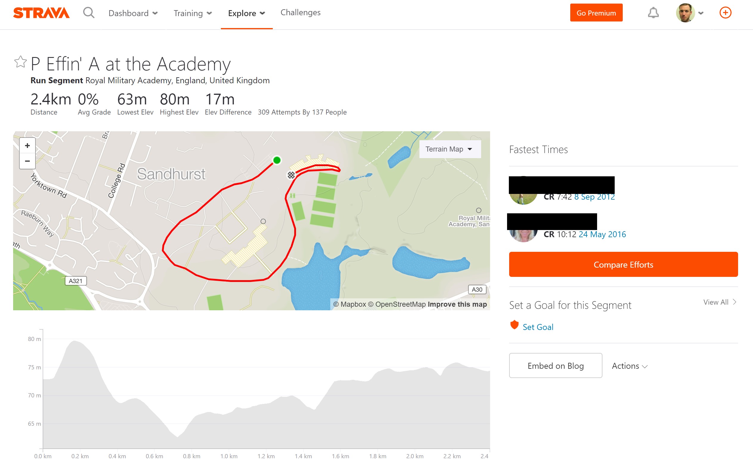 Fitness app Strava shows routes and users at the Sandhurst military academy
