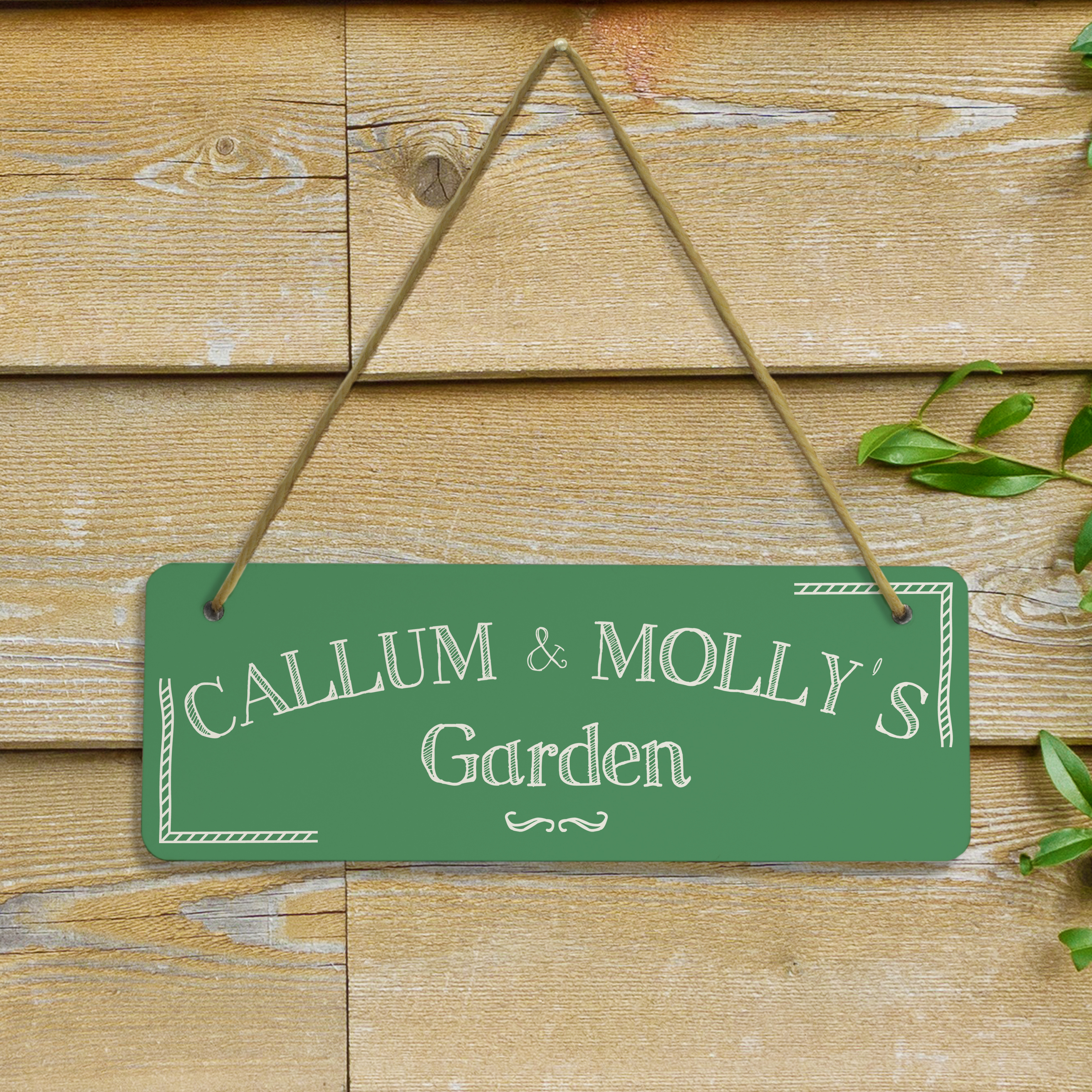 Personalised hanging garden sign. (Studio/PA)