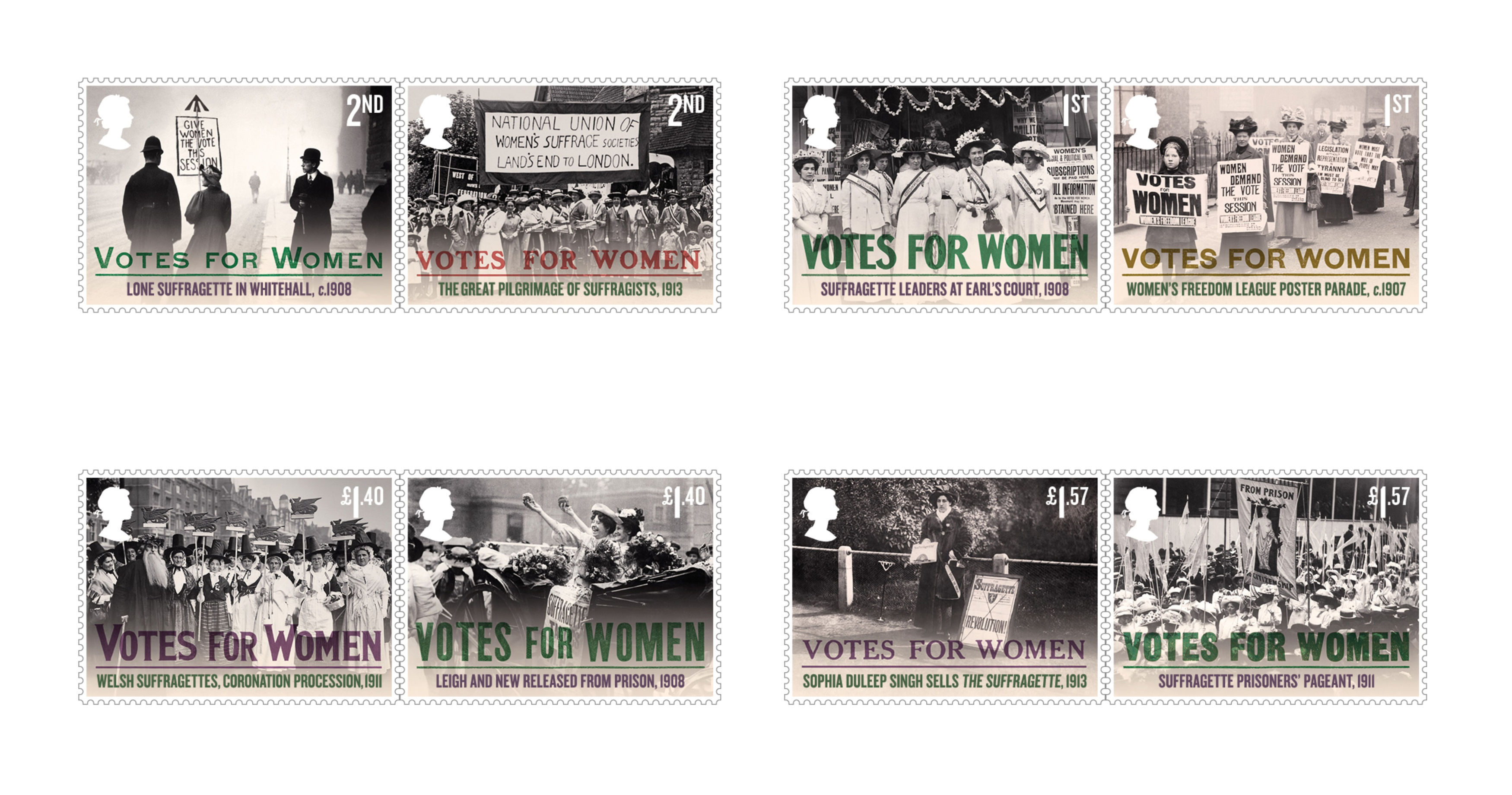 A set of eight stamps to celebrate the centenary of the Representation of the People Act