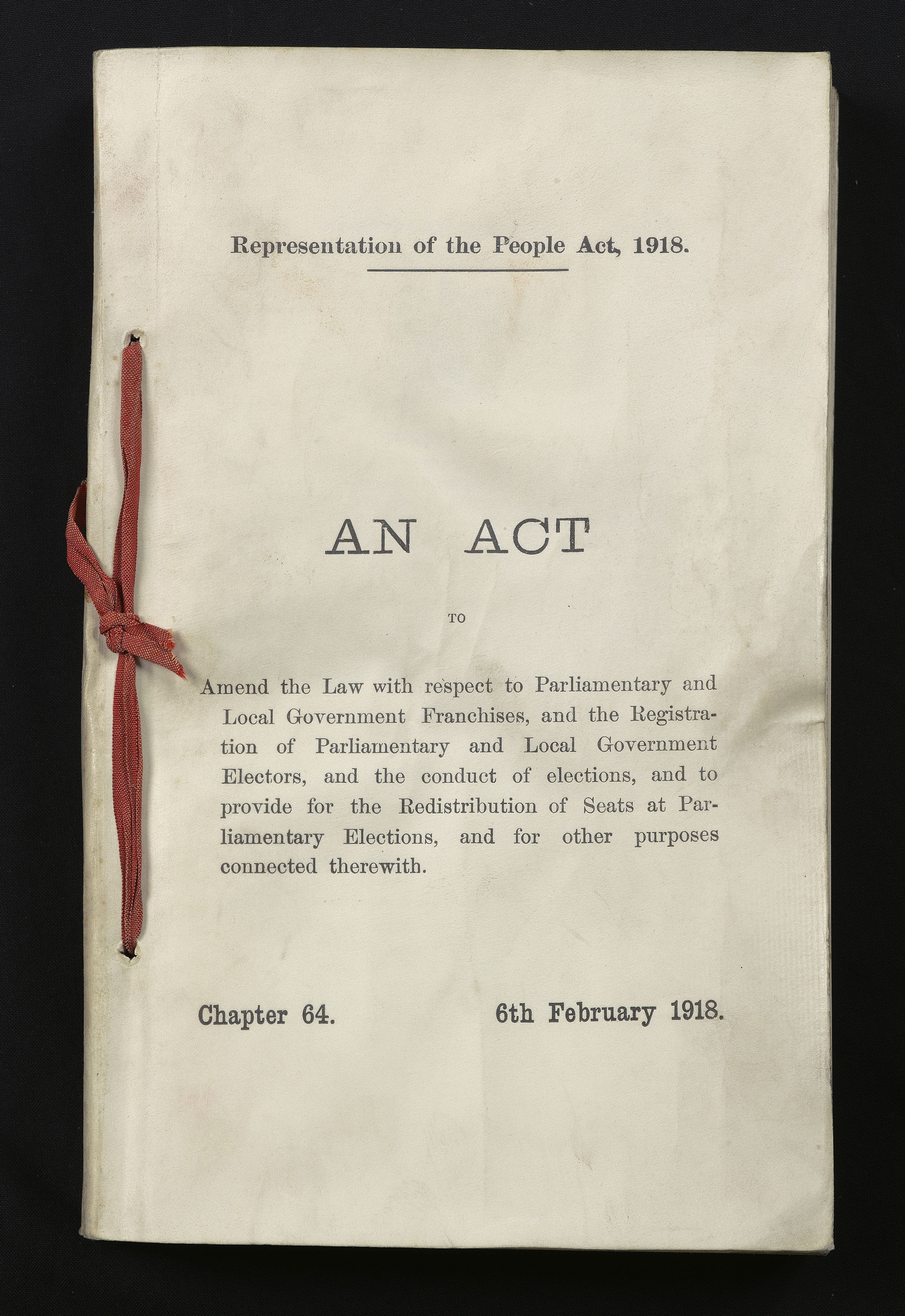 A paper copy of the Representation of the People Act (UK Parliament/Jessica Taylor/PA)