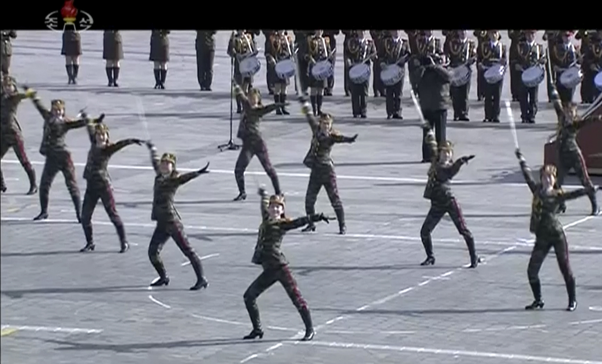 Women in uniform perform during the military parade (KRT via AP)