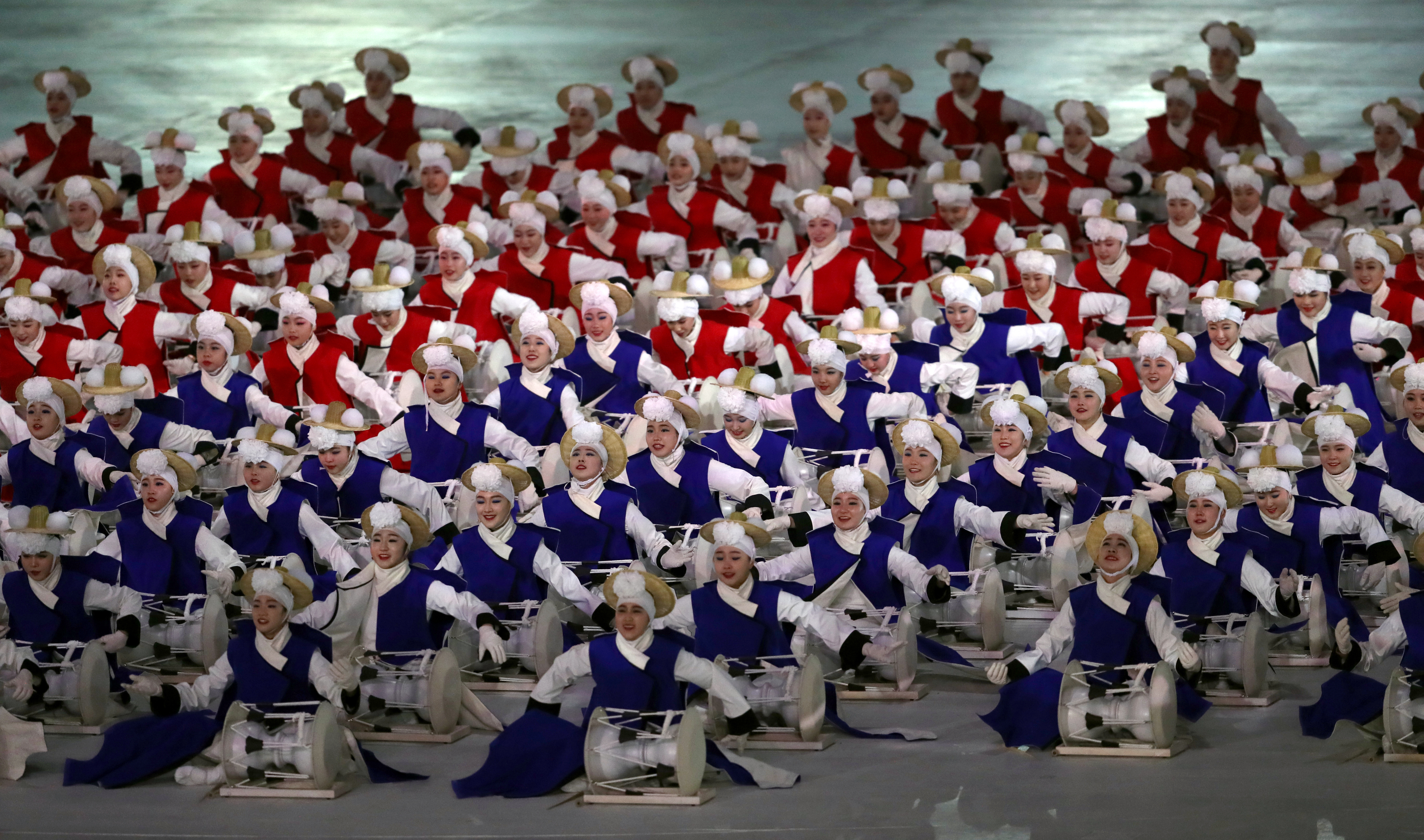 Performers during the opening ceremony at the 2018 Winter Olympic Games in Pyeongchang