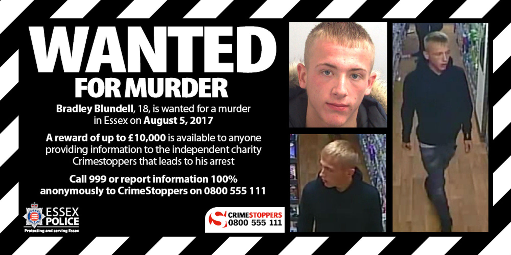 A wanted poster of Bradley Blundell (Essex Police/PA)