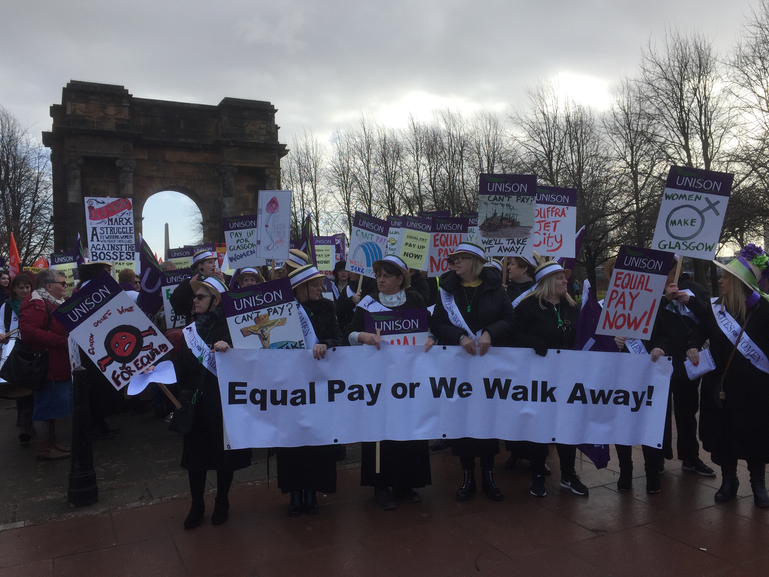 Women Council Workers Dressed As Suffragettes March For Equal Pay Bt