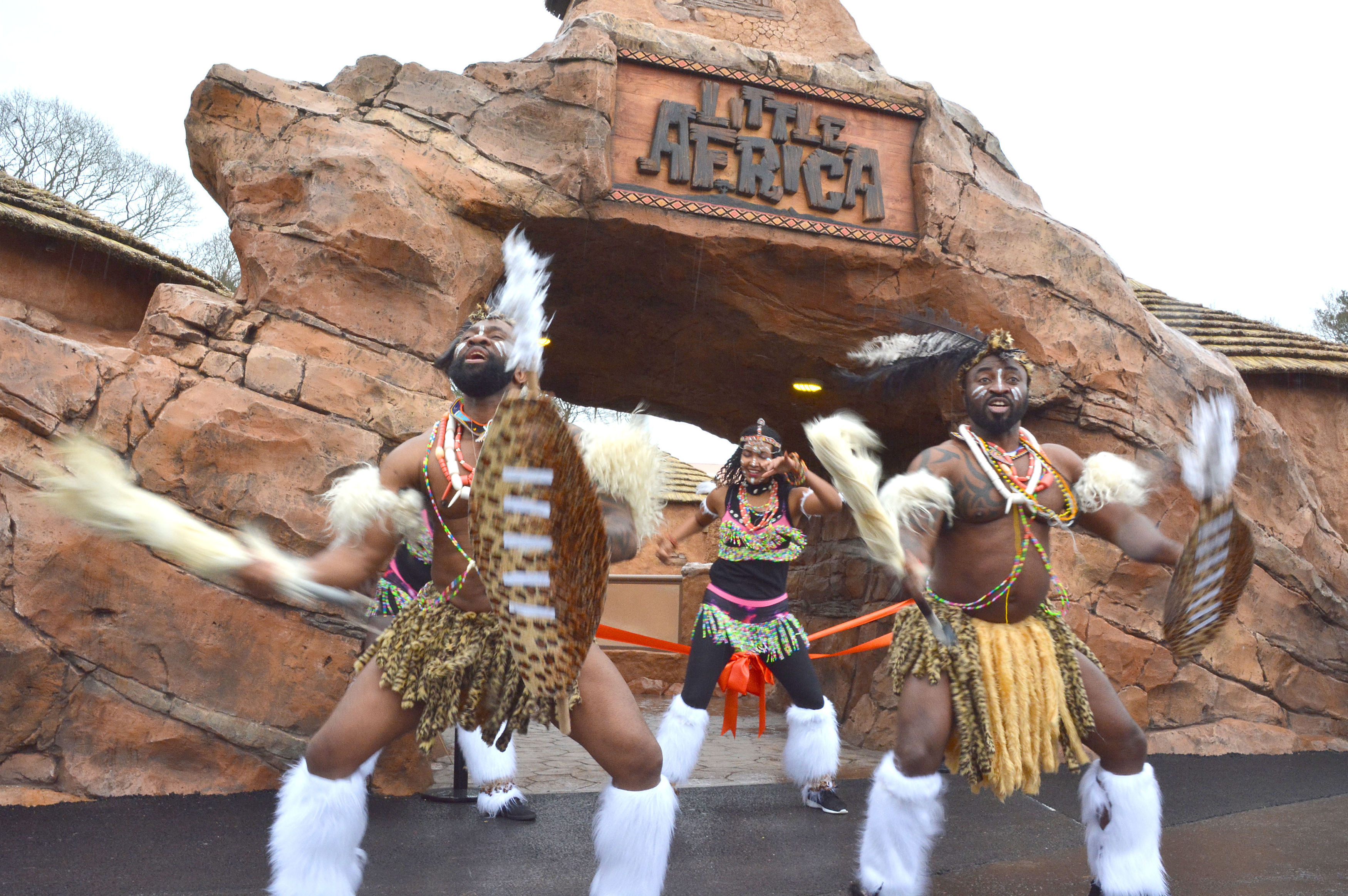 Masai dancers at the opening of the new attraction (Ben Mitchell/PA)