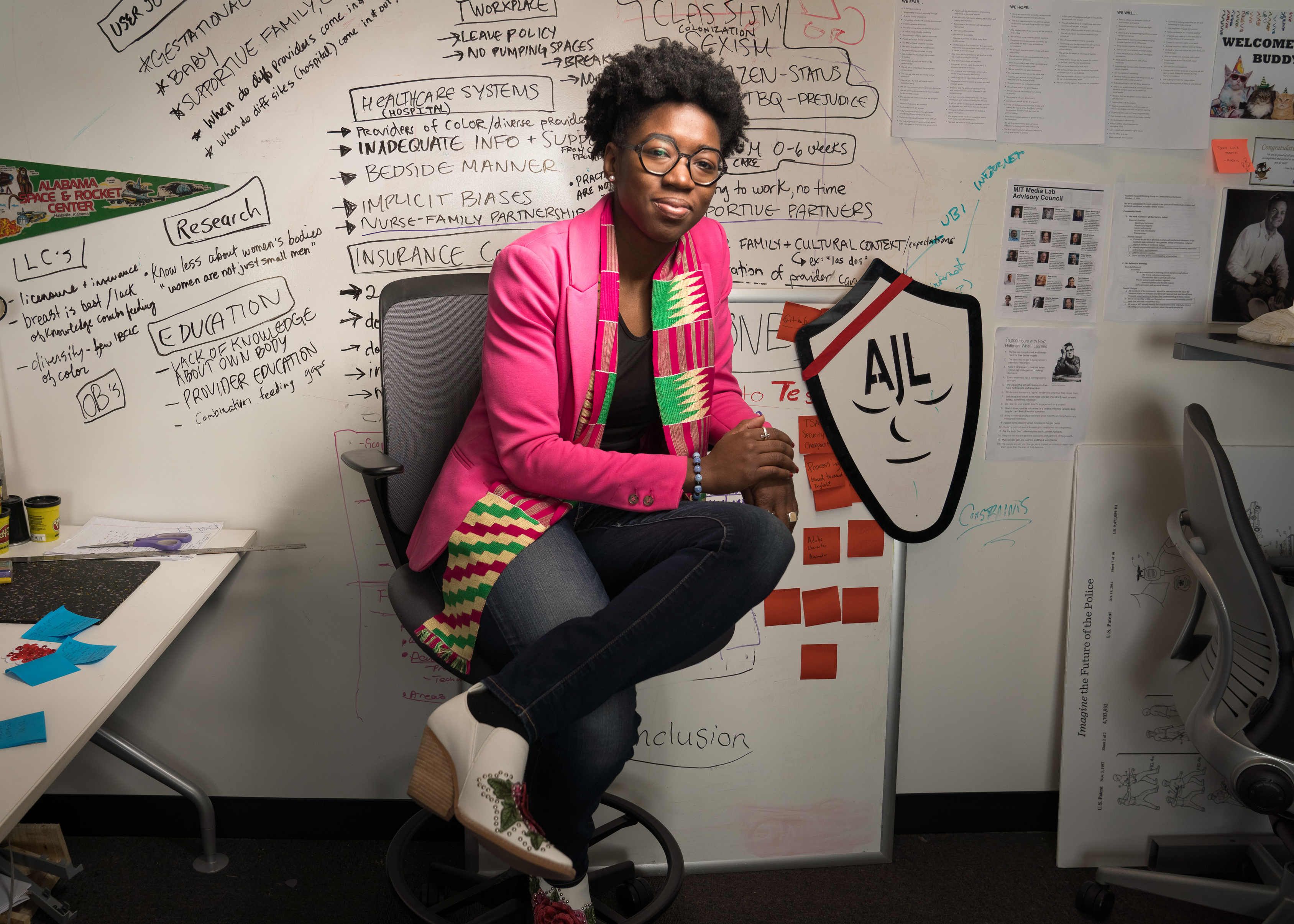 Joy Buolamwini, a researcher in the MIT Media Lab's Civic Media group.