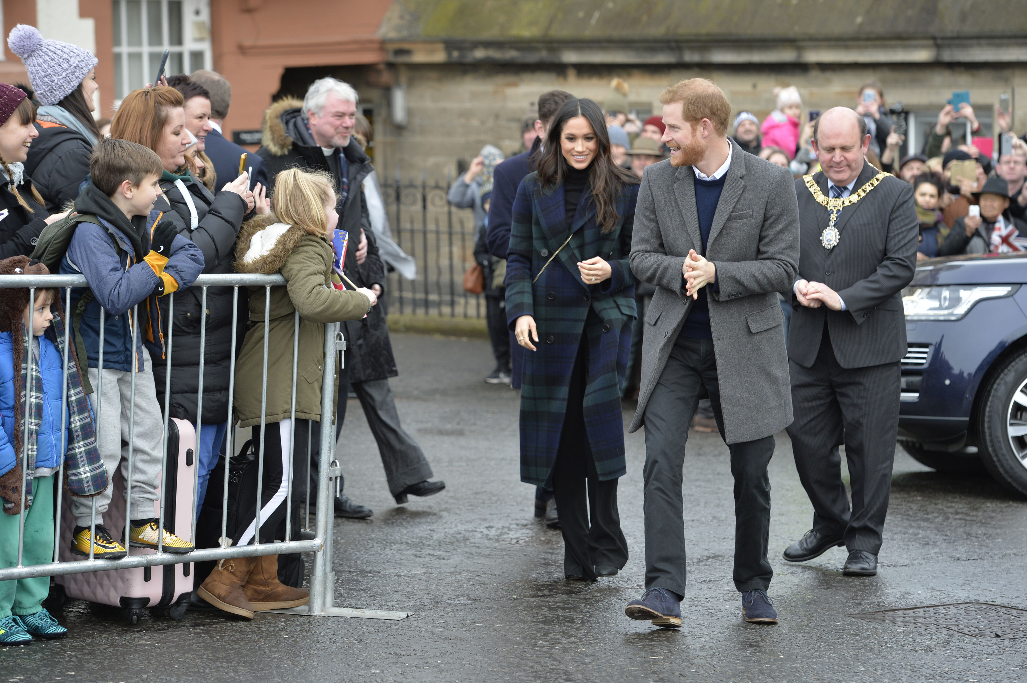 The soon-to-be royal couple arriving at Edinburgh Castle (John Linton/PA)